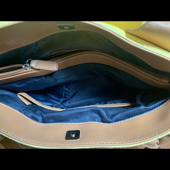Tommy Hilfiger handbag, Yellow canvas w/leather - Picture 5 of 8